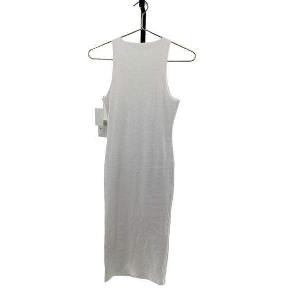 Good American Womens M Micro Ribbed Midi Dress White Contemporary Minimalist New - Picture 10 of 12